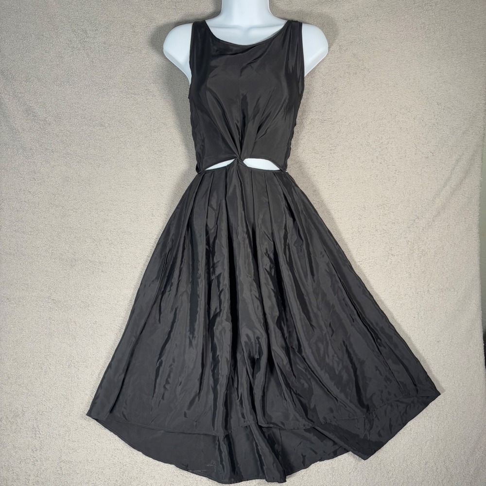NWT Treasure By Samantha Pleet Black Twist Cutout Midi Dress XS Anthropologie